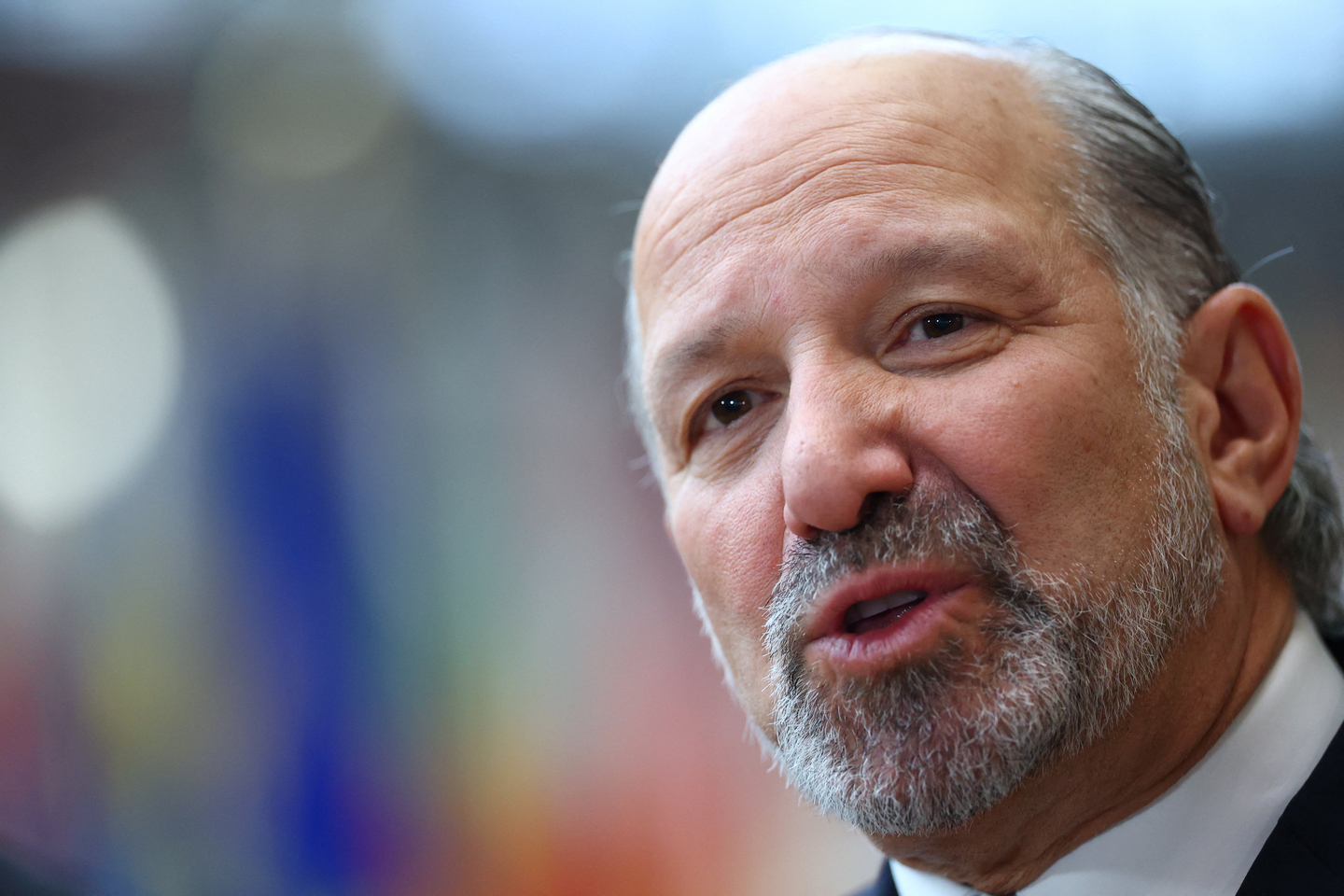 U.S. Commerce Secretary Howard Lutnick speaks to the media, on the day he attends a working lunch with EU ministers responsible for trade, in Brussels, Belgium, on Nov. 24. [REUTERS/YONHAP]