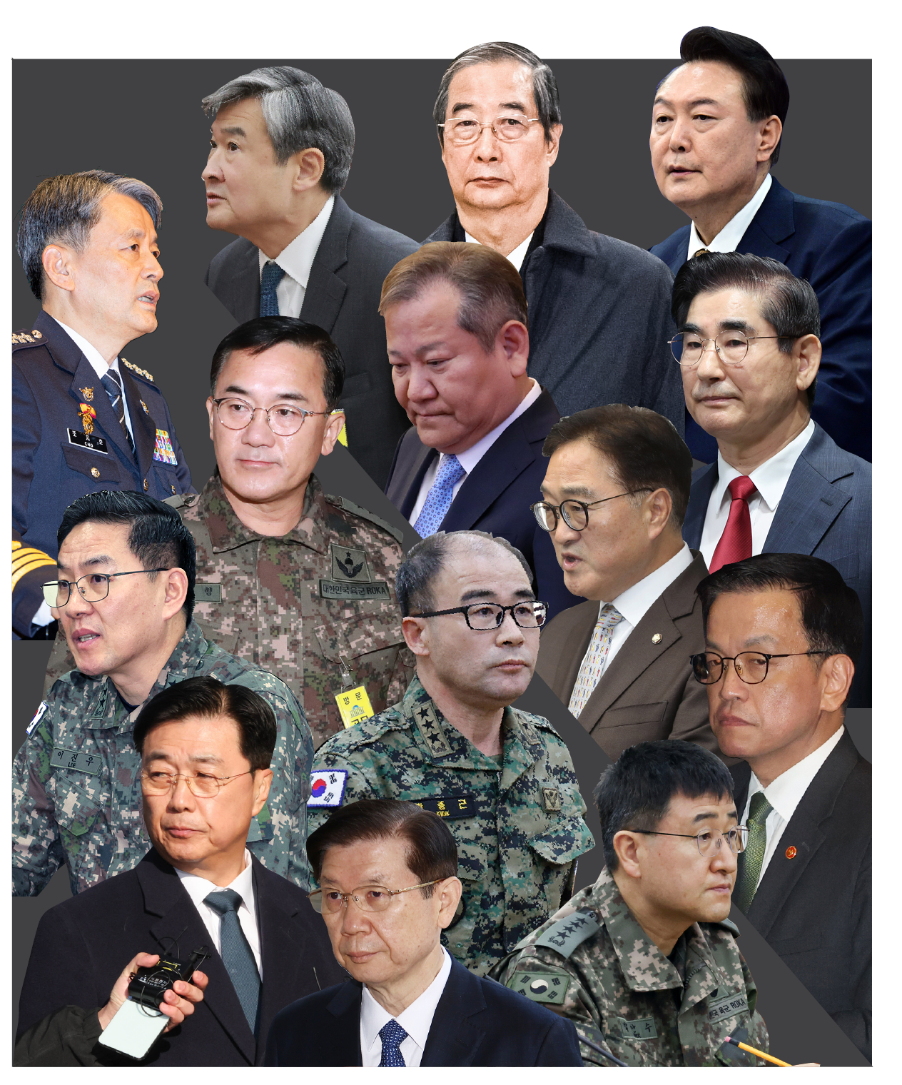 A collage of key figures allegedly involved in the Dec. 3 martial law declaration [YUN YOUNG]