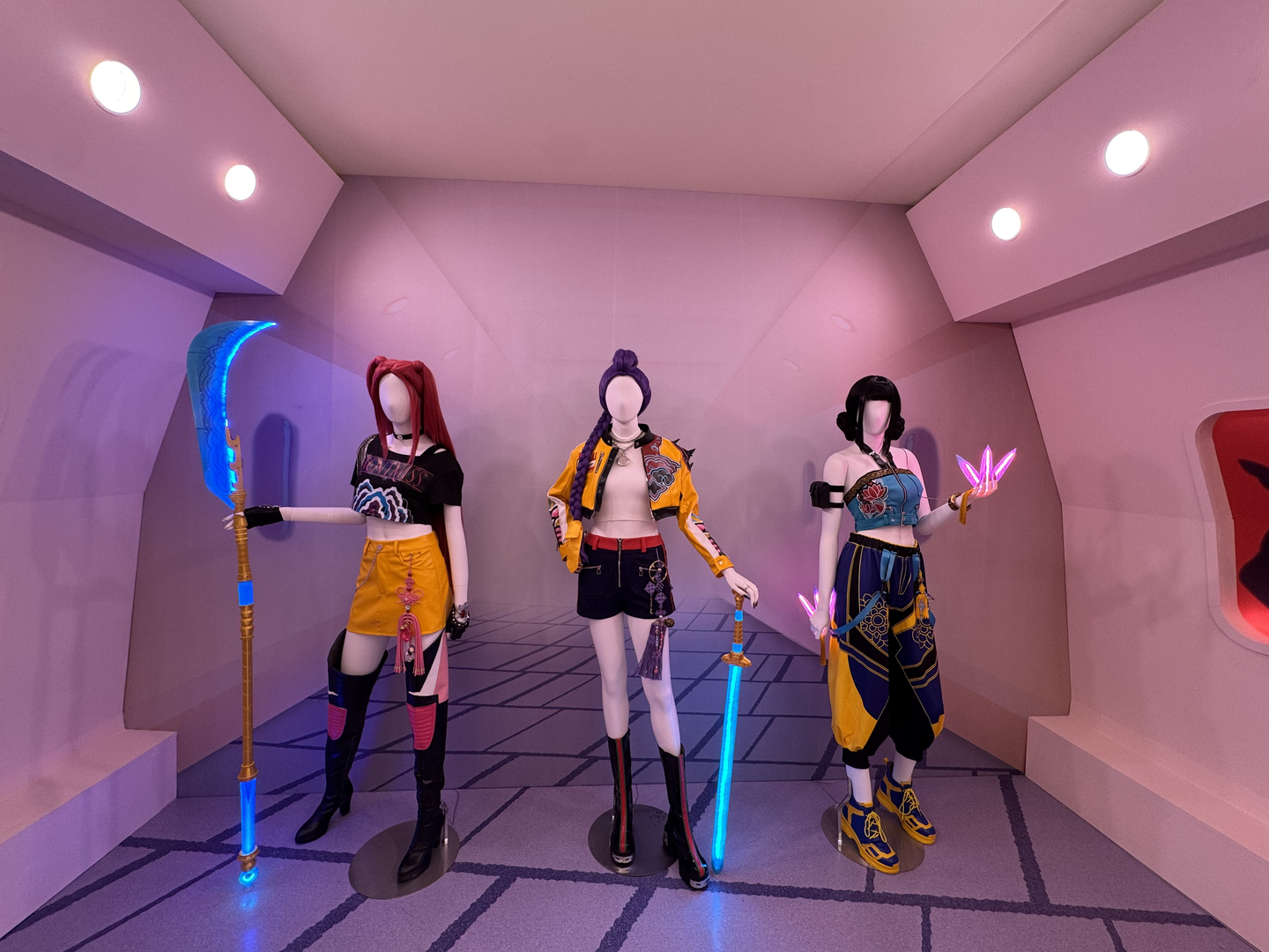 HUNTR/X costumes displayed at Netflix's ″KPop Demon Hunters″ pop up store in Seongsu-dong, eastern Seoul [KIM JI-YE]