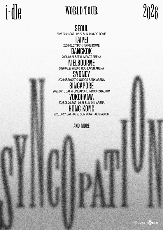 Girl group i-dle's upcoming ″Syncopation″ world tour poster [CUBE ENTERTAINMENT