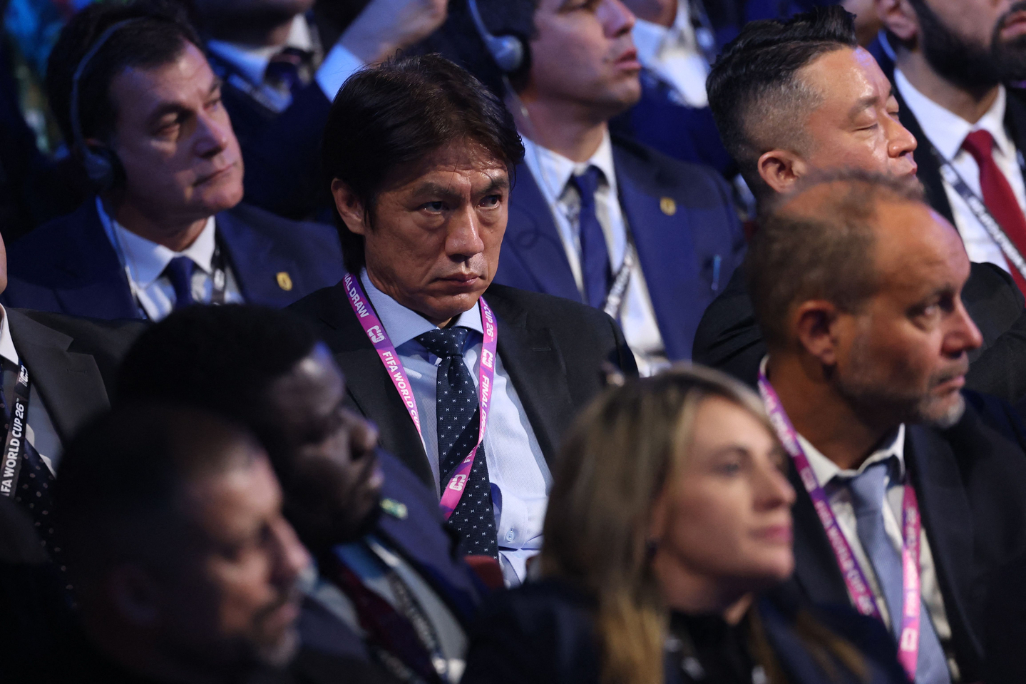 National team coach Hong Myung-bo attends the FIFA World Cup 2026 draw at the Kennedy Center in Washington on Dec. 5. [YONHAP/AFP]