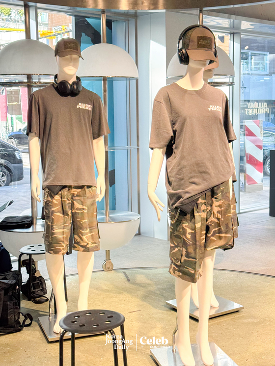 Allday Project’s merchandise sold at the “Allday Project” pop-up store in Seongsu-dong, eastern Seoul [DANIELA GONZALEZ PEREZ]