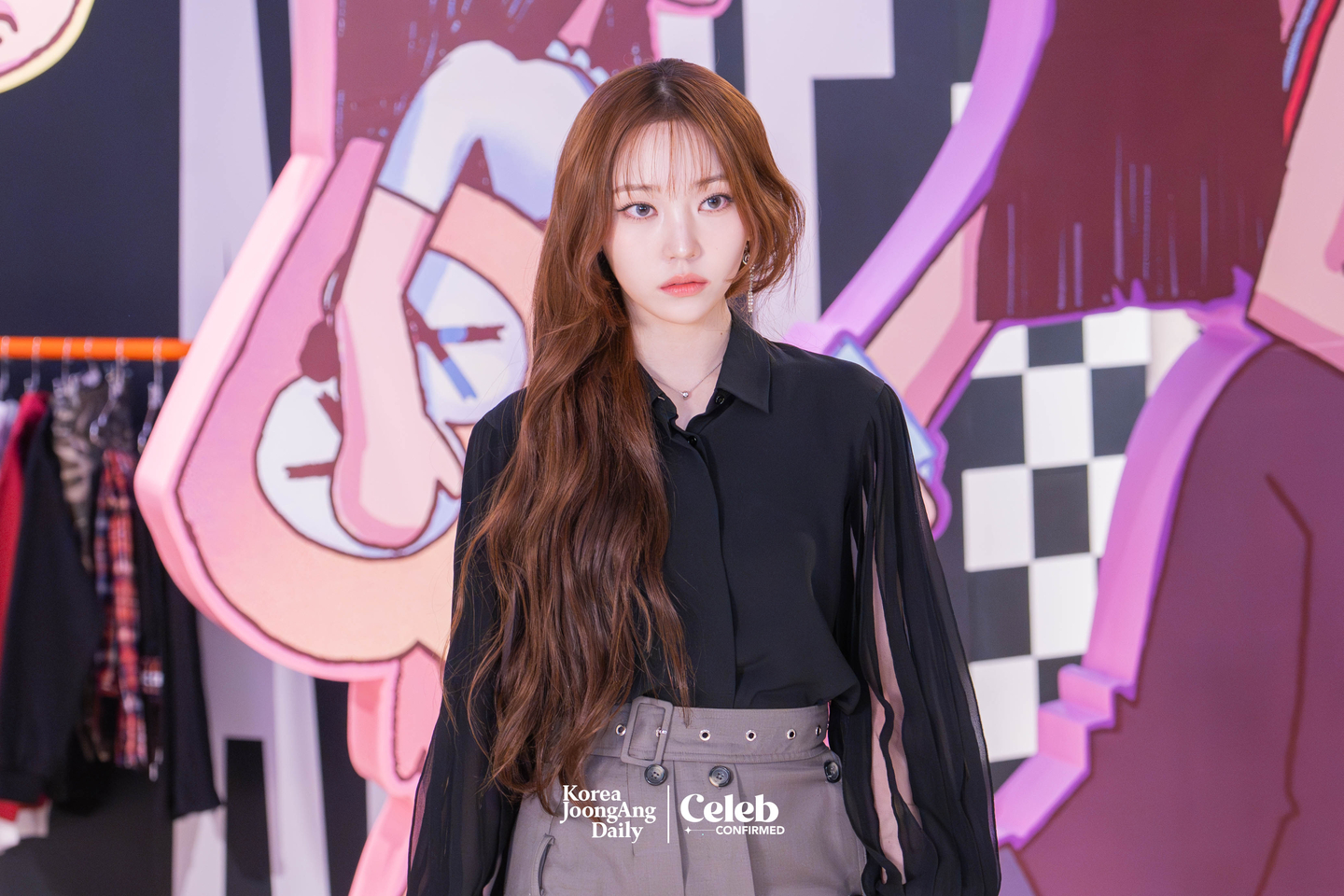 Allday Project’s Youngseo during a press event at the “Allday Project” pop-up store in Seongsu-dong, eastern Seoul, on Dec. 8 [DANIELA GONZALEZ PEREZ]