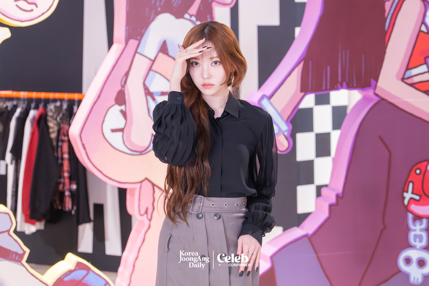 Allday Project’s Youngseo during a press event at the “Allday Project” pop-up store in Seongsu-dong, eastern Seoul, on Dec. 8 [DANIELA GONZALEZ PEREZ]