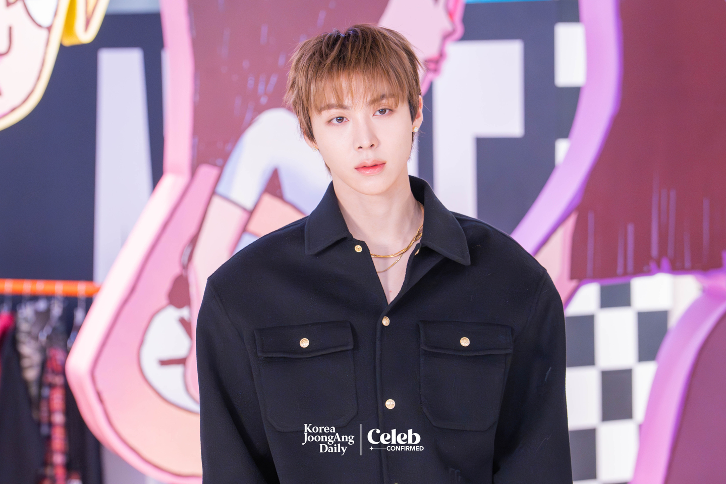Allday Project’s Woochan during a press event at the “Allday Project” pop-up store in Seongsu-dong, eastern Seoul, on Dec. 8 [DANIELA GONZALEZ PEREZ]
