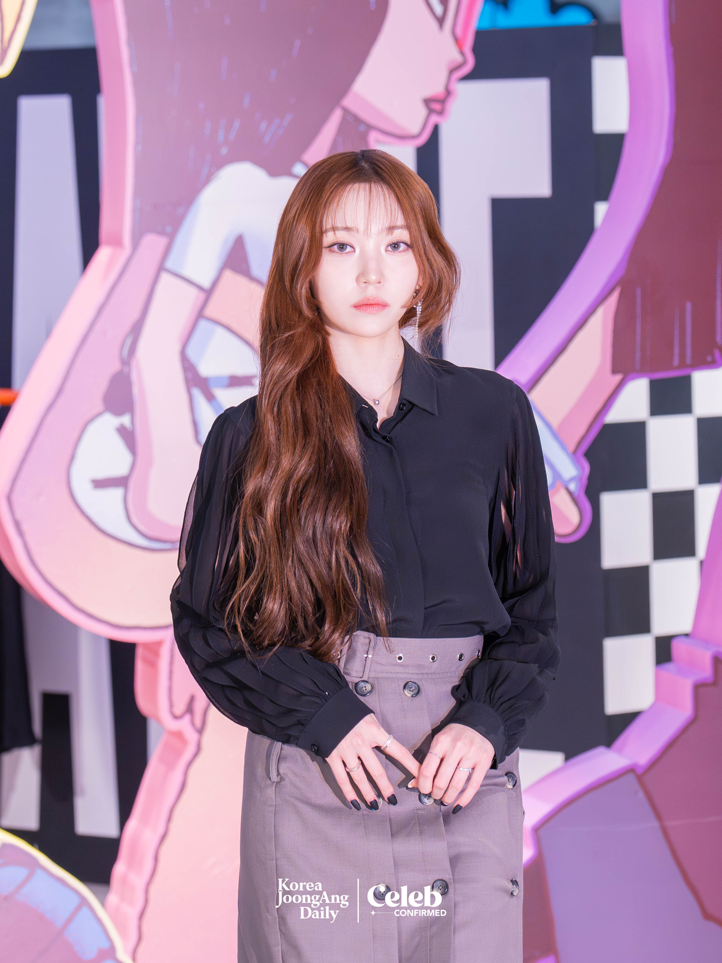 Allday Project’s Youngseo during a press event at the “Allday Project” pop-up store in Seongsu-dong, eastern Seoul, on Dec. 8 [DANIELA GONZALEZ PEREZ]