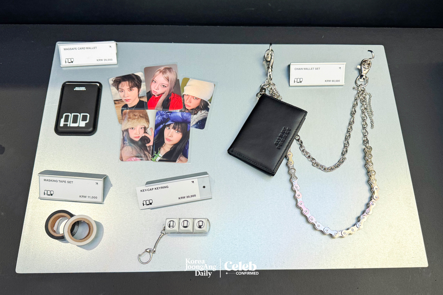 Allday Project’s merchandise sold at the “Allday Project” pop-up store in Seongsu-dong, eastern Seoul [DANIELA GONZALEZ PEREZ]