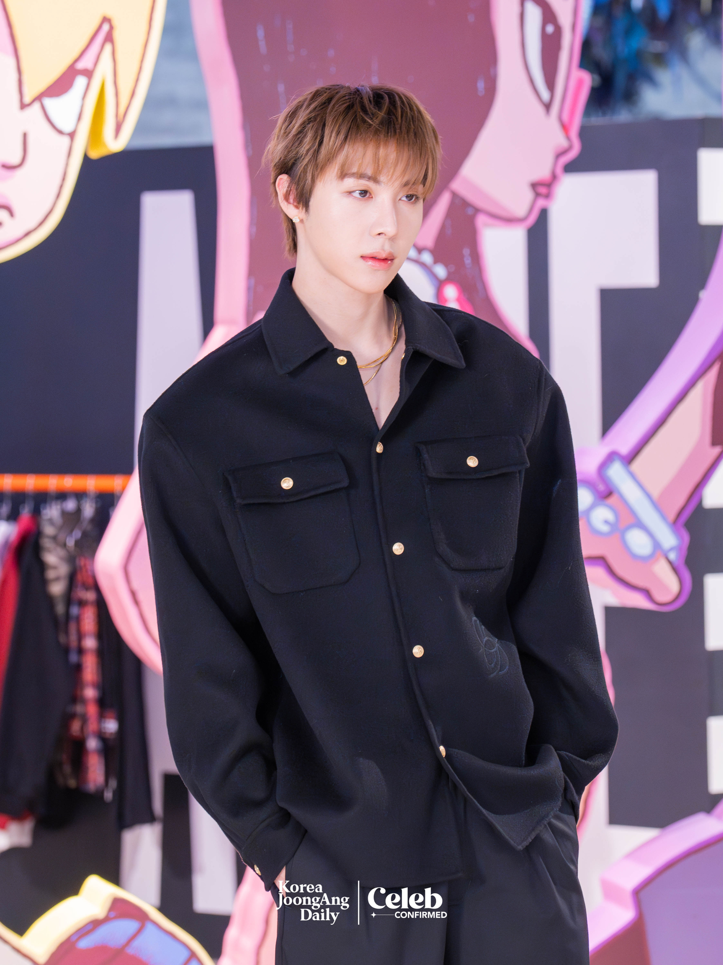 Allday Project’s Woochan during a press event at the “Allday Project” pop-up store in Seongsu-dong, eastern Seoul, on Dec. 8 [DANIELA GONZALEZ PEREZ]