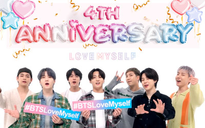 Boy band BTS promotes its ″Love Myself″ campaign, launched in 2017 with Unicef Korea to advocate against violence against children, in this photo from 2021. [BIGHIT MUSIC]