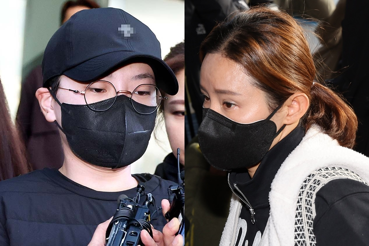 Fraudster Jeon Cheong-jo, left, and former Olympian fencer Nam Hyun-hee [YONHAP] 