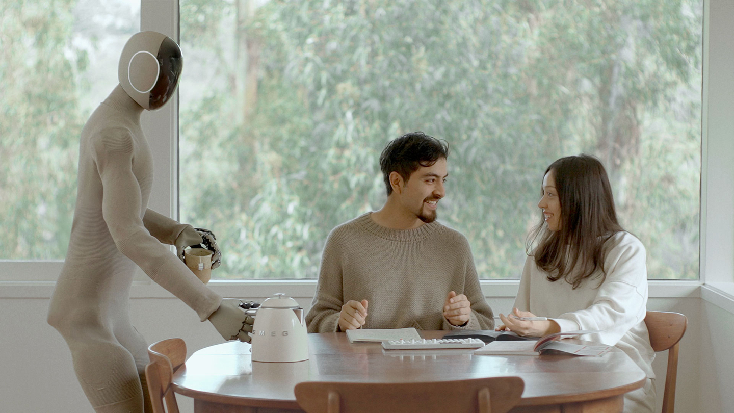 A promotional image of 1X Technologies' Neo robot for domestic use [1X TECHNOLOGIES]