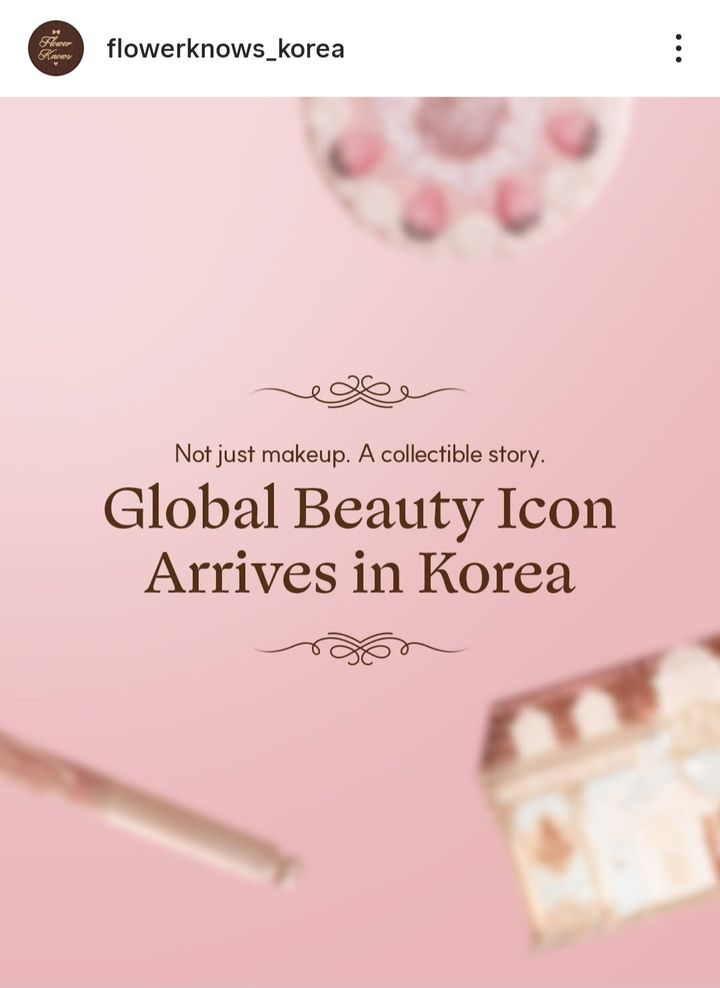 Chinese cosmetics brand Flower Knows' Instagram page with a notice on opening a Korean branch [SCREEN CAPTURE]