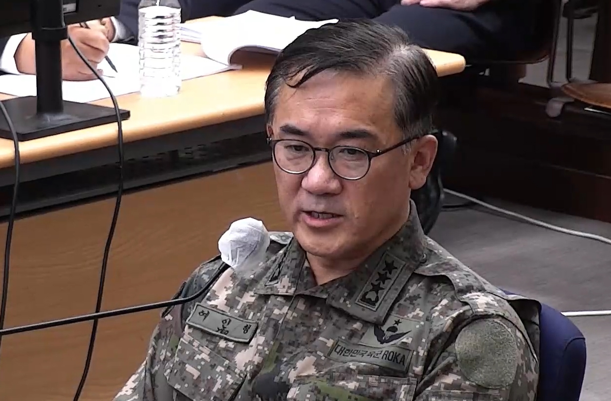 Former chief of the Defense Counterintelligence Command Yeo In-hyung speaks during a hearing at the Seoul Central District Court in Seocho District, southern Seoul, on Nov. 24. [NEWS1]