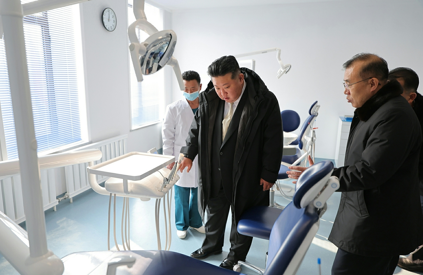 North Korea's leader Kim Jong-un tours the Ryonggang County Hospital, a newly built hospital under Kim's regional development policy, on Dec. 29, in this photo carried by the North's official Korean Central News Agency on Dec. 30. [RODONG SINMUN]
