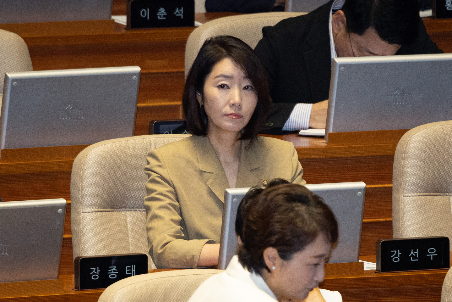 Rep. Kang Sun-woo of the Democratic Party attends the first plenary session of the 428th National Assembly at the National Assembly in Yeouido, western Seoul, on June 21. [NEWS1]
