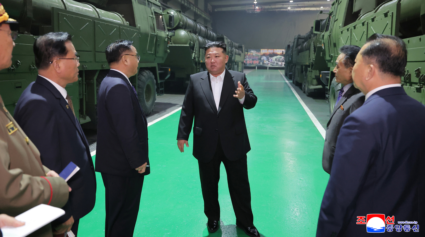 North Korean leader Kim Jong-un inspects major munitions factories while calling for expanding the production of missiles and shells, in this photo carried by the North's official Korean Central News Agency on Dec. 30. [KCNA]