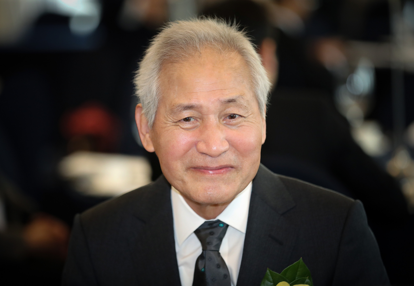 Actor Ahn Sung-ki smiles during the April 19 democratic peace prize ceremony in central Seoul on April 19, 2023. [NEWS1] 