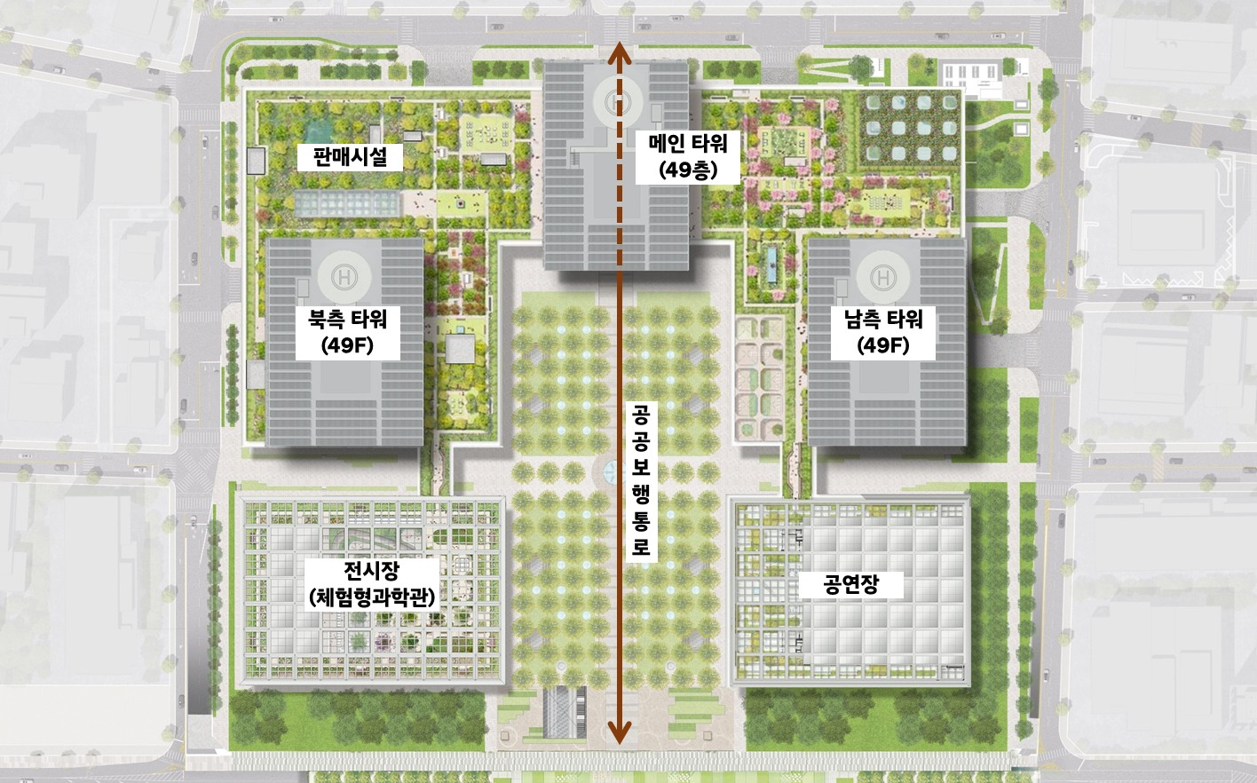 The layout of the Global Business Center being built in the Samseong-dong neighborhood of Gangnam District, southern Seoul [SEOUL METROPOLITAN GOVERNMENT]