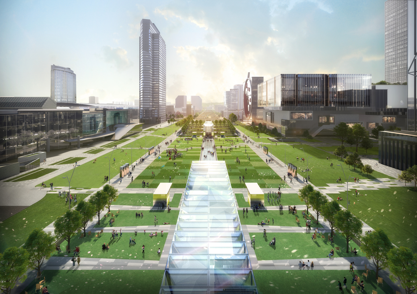 A render of the above-ground park that will connect the underground of Yeongdong-daero with the Global Business Complex grounds [SEOUL METROPOLITAN GOVERNMENT]