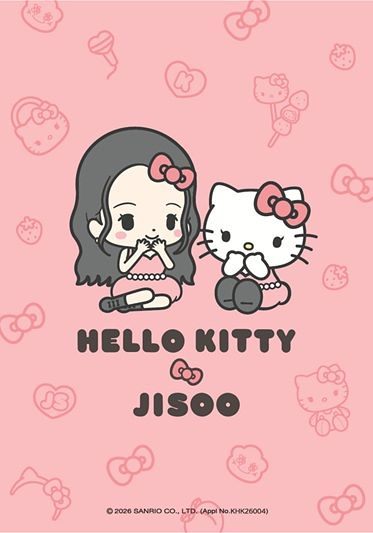A promotional image for a collaboration between Hello Kitty and Blackpink member Jisoo [SCREEN CAPTURE]