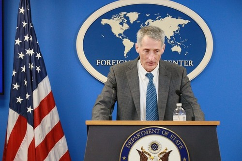 Jonathan Fritz, principal deputy assistant secretary at the State Department's Bureau of East Asian and Pacific Affairs, speaks during a press briefing at the Foreign Press Center in New York on Jan. 12. [YONHAP] 