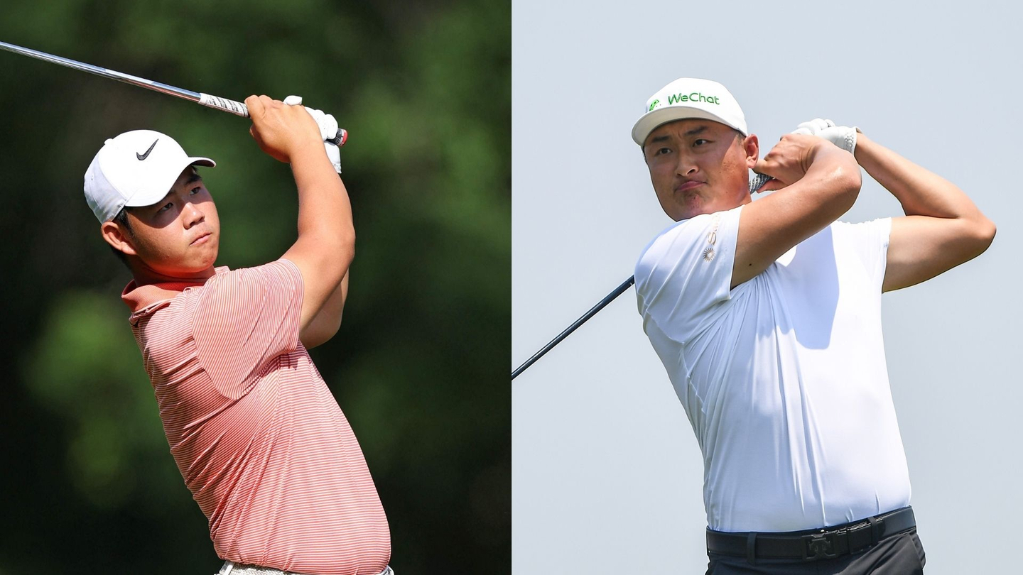Tom Kim, left, and Li Haotong  [AFP/YONHAP]