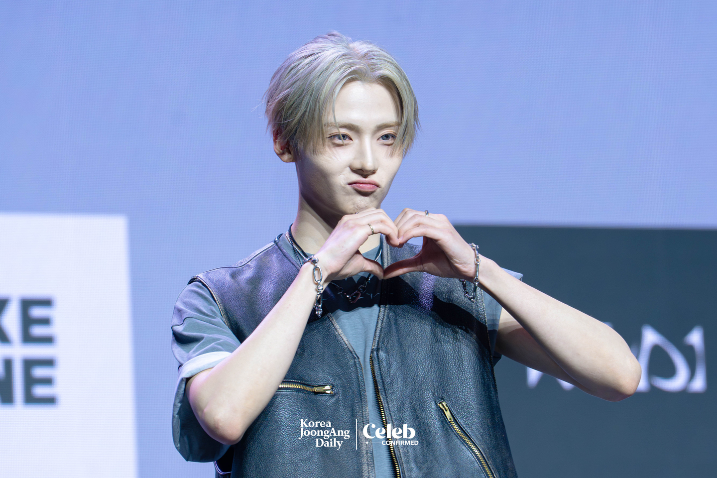 Alpha Drive One’s Sangwon poses for photos during a showcase for the release of the group’s first EP, ″Euphoria,″ at Blue Square in central Seoul on Jan. 12. [DANIELA GONZALEZ PEREZ]