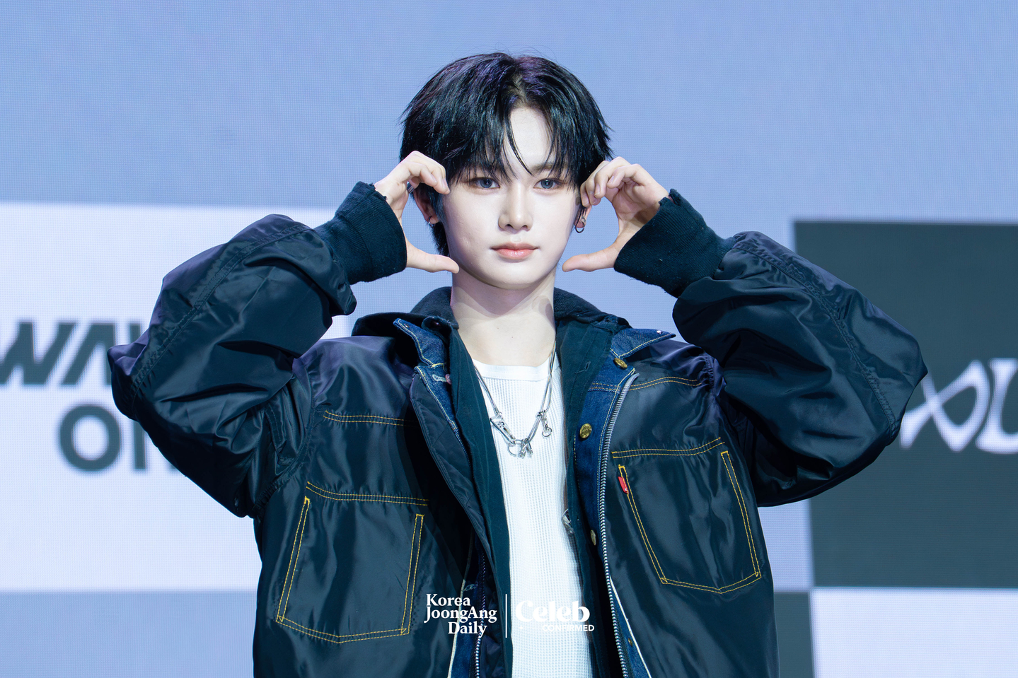 Alpha Drive One’s Anxin poses for photos during a showcase for the release of the group’s first EP, ″Euphoria,″ at Blue Square in central Seoul on Jan. 12. [DANIELA GONZALEZ PEREZ]