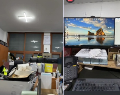 A photo uploaded to Douyin, a Chinese short-video app, shows the interior of the Busan Haeundae Police Station. The user uploaded the photo with the caption ″I work.″ [SCREEN CAPTURE]