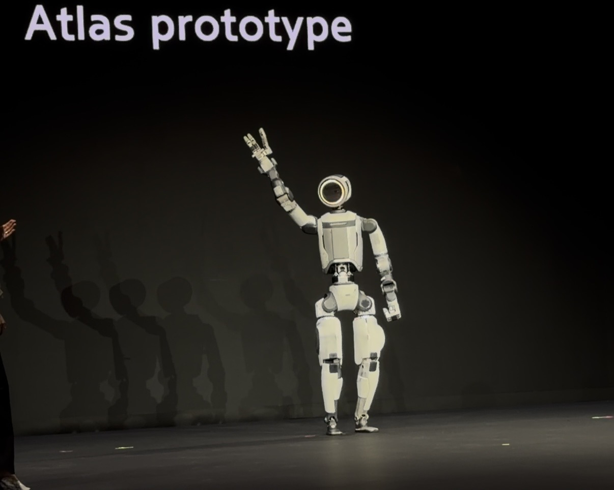 Atlas humanoid robot, developed by Boston Dynamics, appears at a main presentation by Hyundai Motor Group for the CES 2026 in Las Vegas on Jan. 5. [SARAH CHEA]