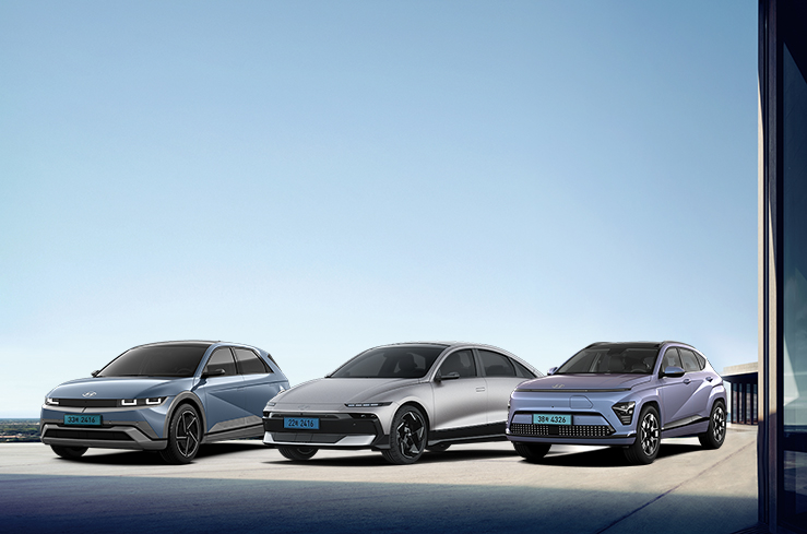 Hyundai Motor's EVs are seen in this photo provided by the company. From left, the Ioniq 5, Ioniq 6 and Kona Electric [HYUNDAI MOTOR]