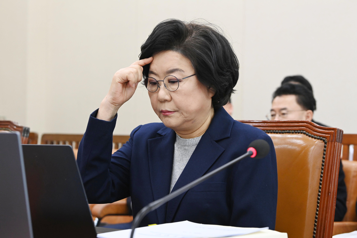 Lee Hye-hoon, the nominee for the first minister of the Ministry of Planning and Budget, takes part in her confirmation hearing at the National Assembly in Yeouido, western Seoul on Jan. 23. [NEWS1]