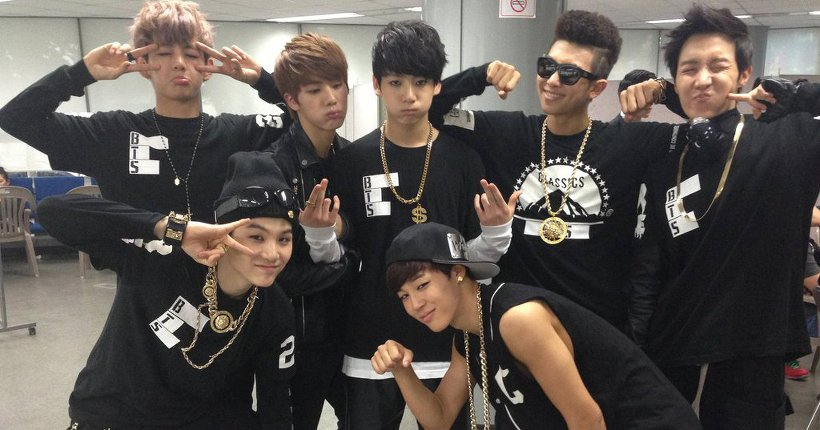 BTS poses for a photo during the first week of its debut in June 2013, when the group launched as a hip-hop act under BigHit Entertainment, now BigHit Music under HYBE. [SCREEN CAPTURE]