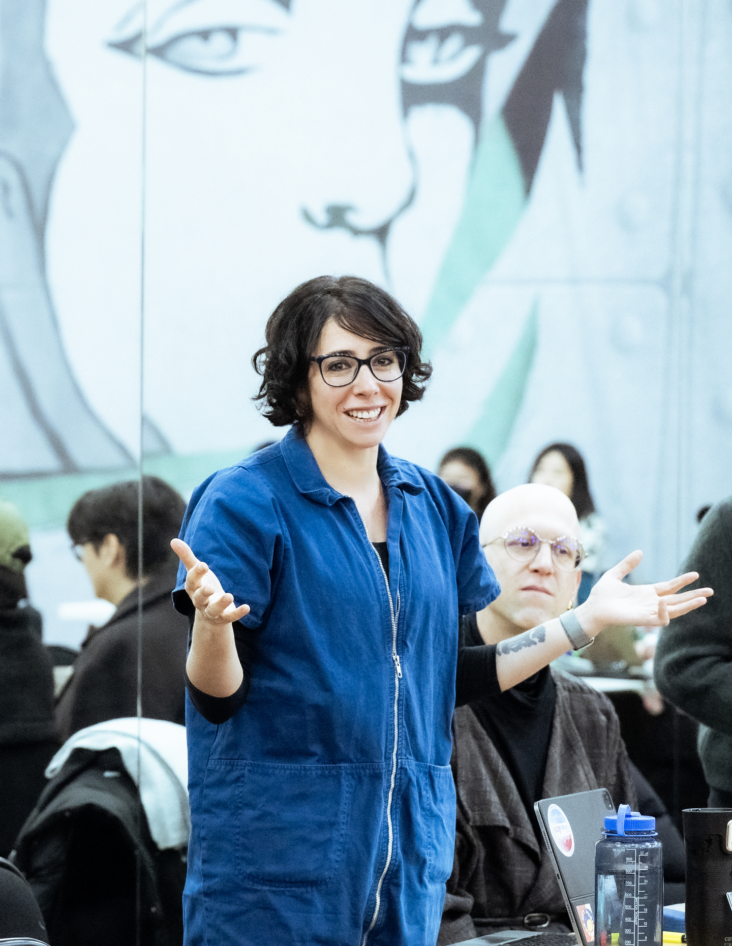 Rachel Chavkin speaks to the Korean cast and crew of "Lempicka" set to open in March, at the Gangdong Arts Center in Gangdong District, eastern Seoul, on Jan.22. [NOL UNIVERSE]