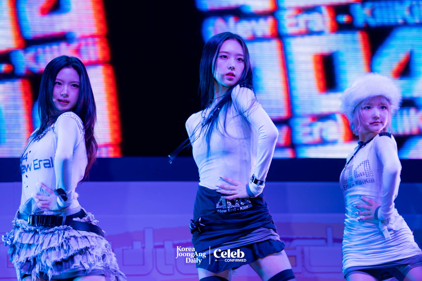 Girl group KiiiKiii performs the lead track “404 (New Era)” during a showcase for the release of its second EP, “Delulu Pack,” at Yes24 Live Hall in eastern Seoul on Jan. 26. [DANIELA GONZALEZ PEREZ]