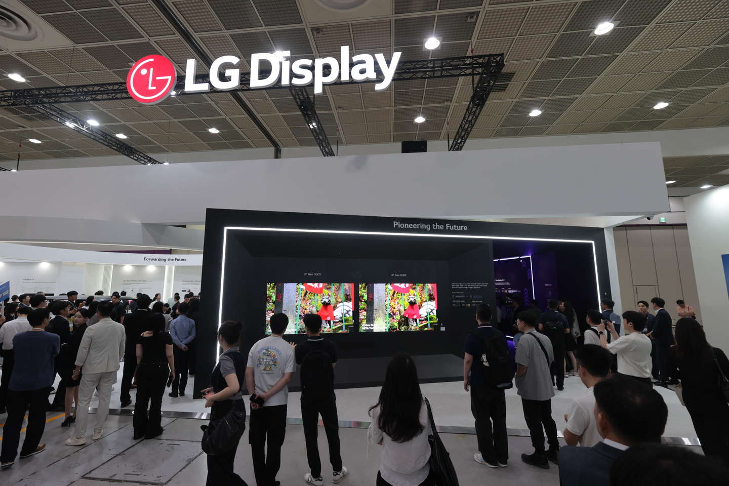 This file photo taken on Aug. 7, 2025, shows LG Display Co.'s booth at an exhibition held in Seoul. [YONHAP] 