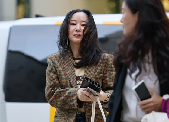 Min Hee-jin, former CEO of girl group NewJeans' agency ADOR, appears at the Seoul Central District Court in Seocho District, southern Seoul, on Sept. 11, 2025. [NEWS1]