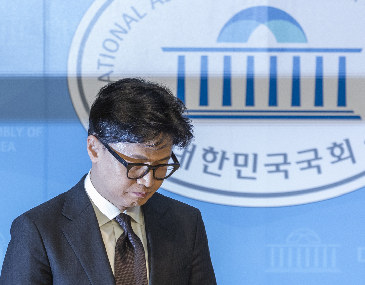 Former People Power Party leader Han Dong-hoon is seen at a press conference at the National Assembly in Yeouido, western Seoul, on Jan. 29. [YONHAP]