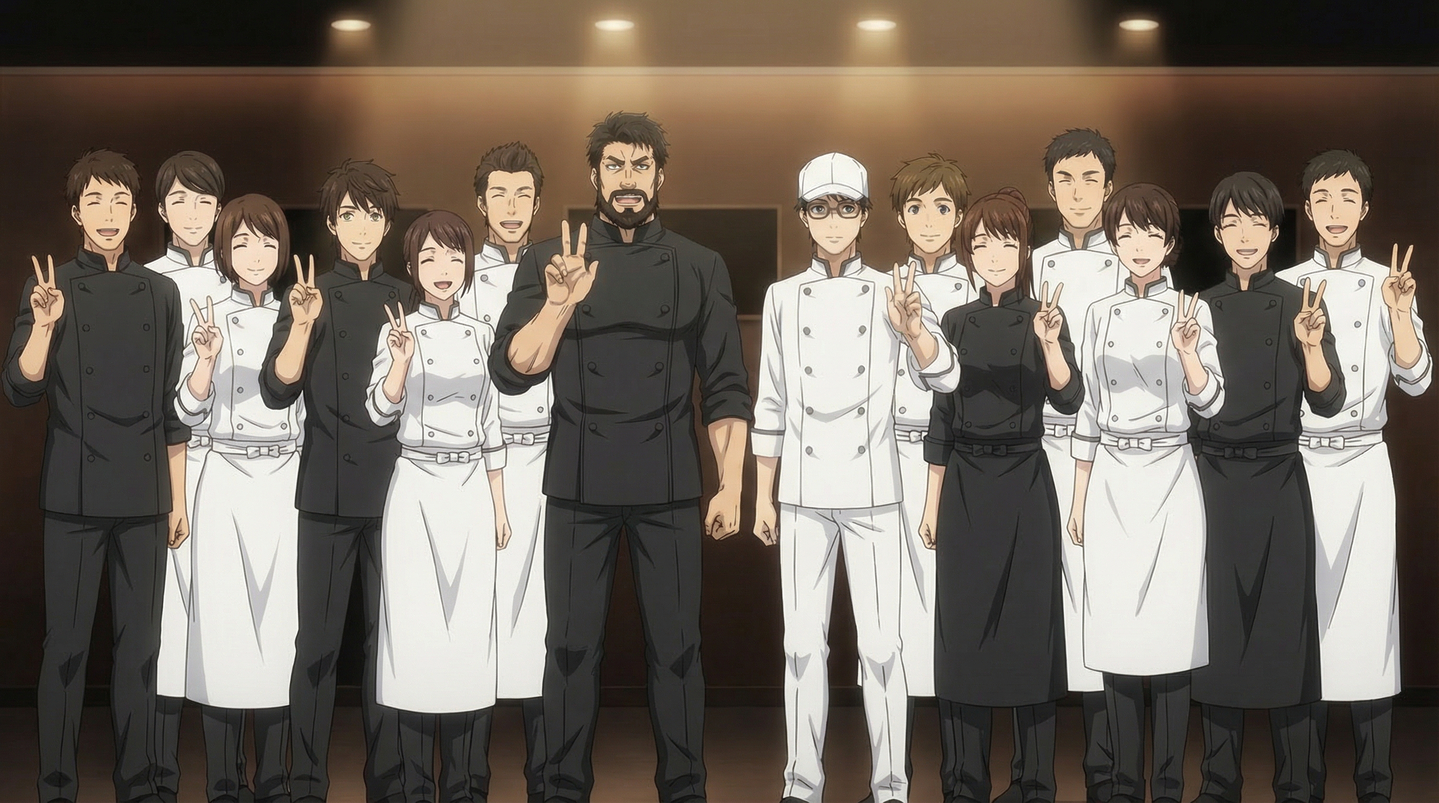 A scene from an animated version of the Netflix cooking survival show "Culinary Class Wars" (2024-) season 2, uploaded on YouTube channel Spoop [SCREEN CAPTURE] 