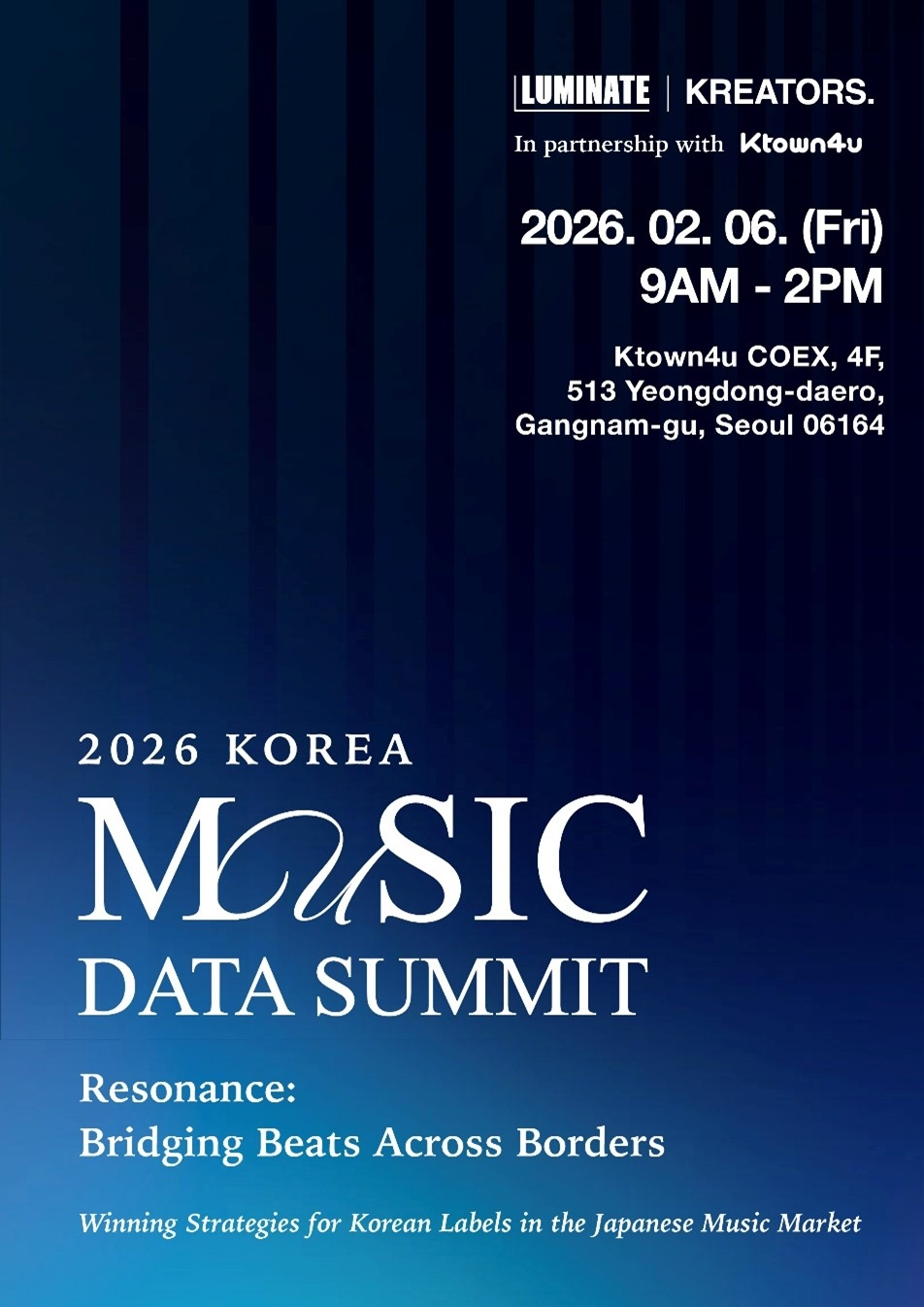 A poster for ″2026 Korea Music Data Summit” [KREATORSNETWORK]