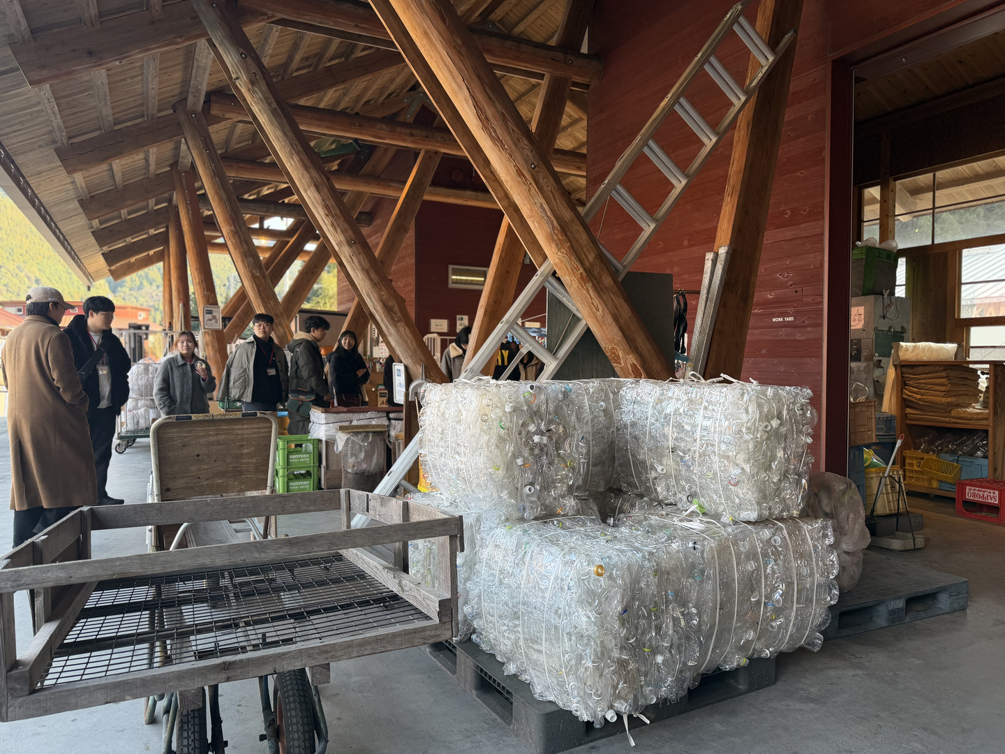 A group of Korean students visits the Kamikatsu Zero Waste Center's gomi (waste) station and learns how plastic products are recycled in Tokushima Prefecture in Japan on Jan. 26. [LEE SOO-JUNG]