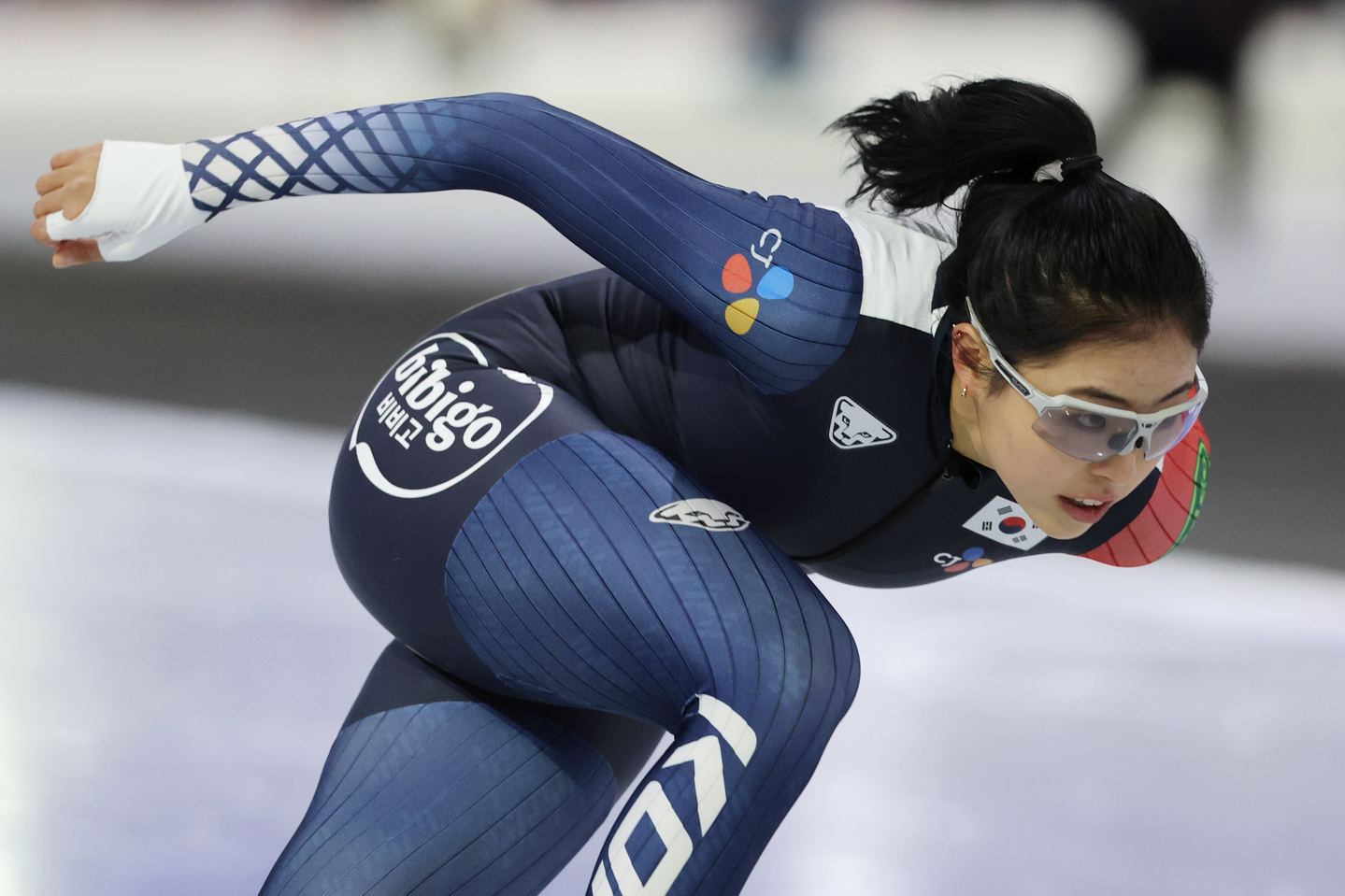 Korean speed skater Lee Na-hyun takes part in an open training session at Taeneung International Rink in Seoul on Jan. 8. [YONHAP] 