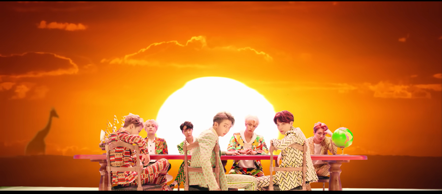 A still from the music video of BTS's ″IDOL″ (2018), the lead track of ″Love Yourself: Answer″ (2018) [SCREEN CAPTURE]