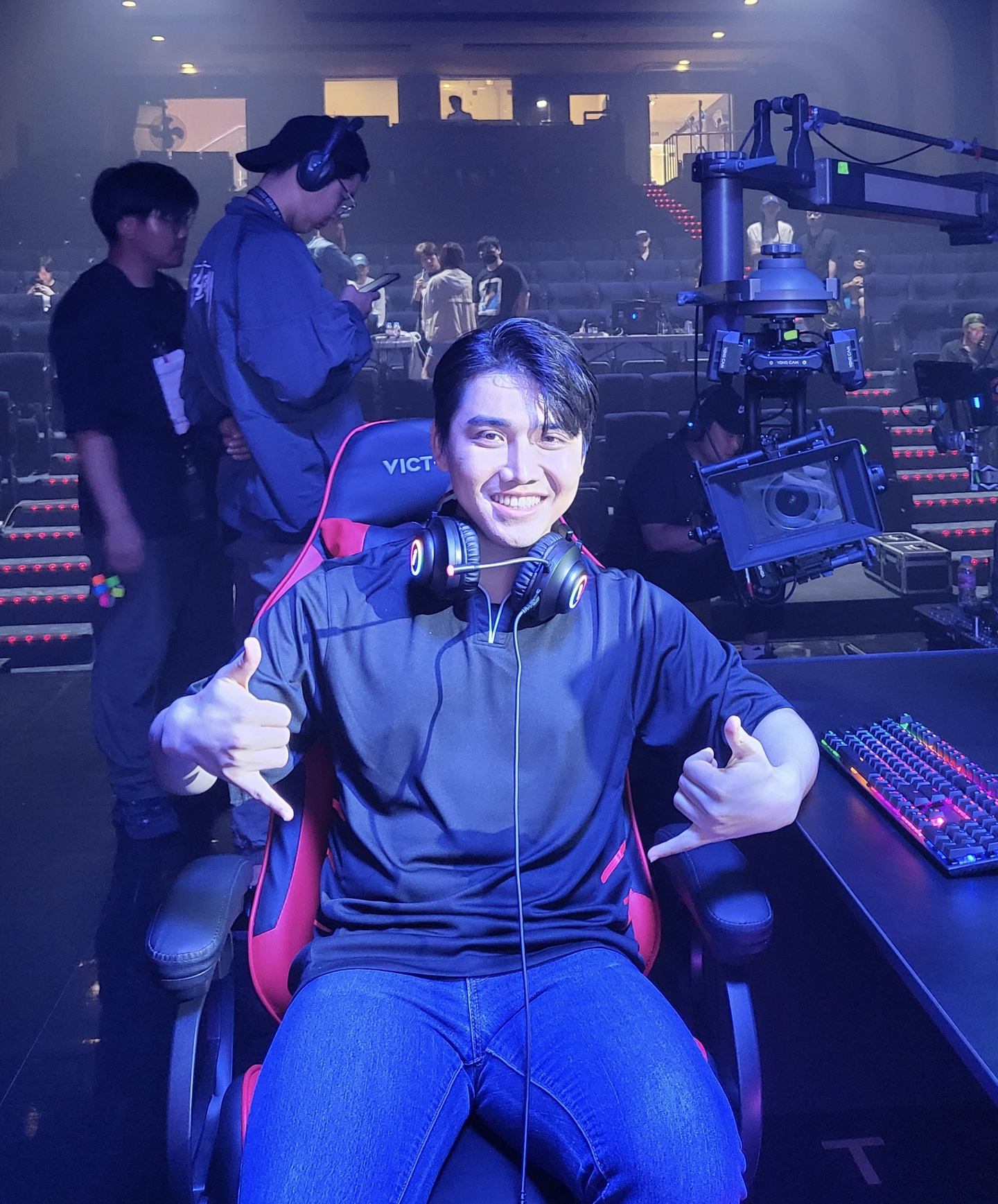 Le Anh Ton poses for a photo during the filming of an EA Sports commercial. [LE ANH TON]