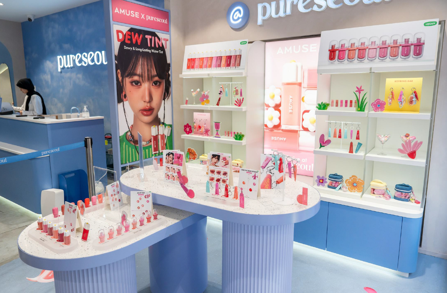 Amuse products line the shelves at K-beauty specialty retailer Pure Seoul in Britain. [AMUSE]