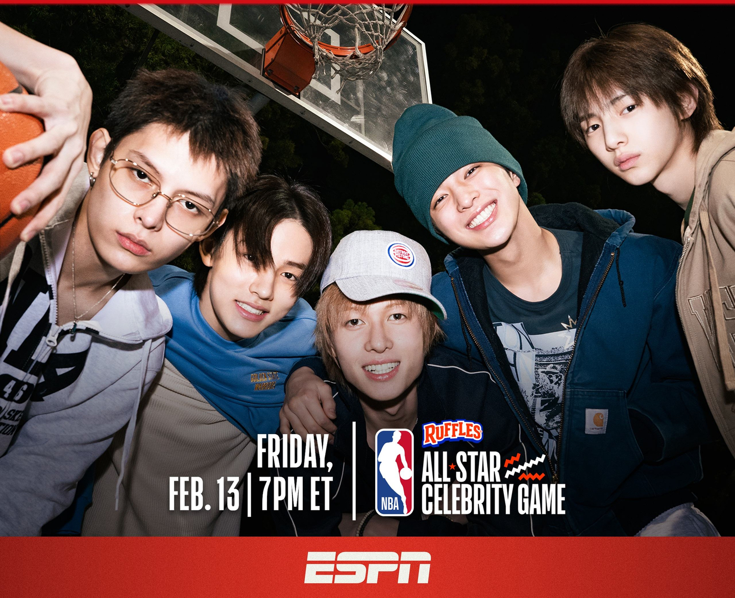 Boy band Cortis on the NBA's halftime performance poster [NATIONAL BASKETBALL ASSOCIATION] 