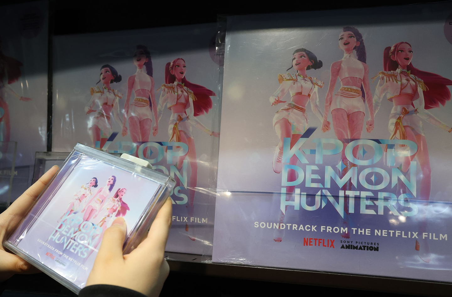 The ″KPop Demon Hunters″ soundtrack album is on display at the Gwanghwamun branch of Kyobo Book Centre in Jongno District, central Seoul, on Jan. 23. [NEWS1] 