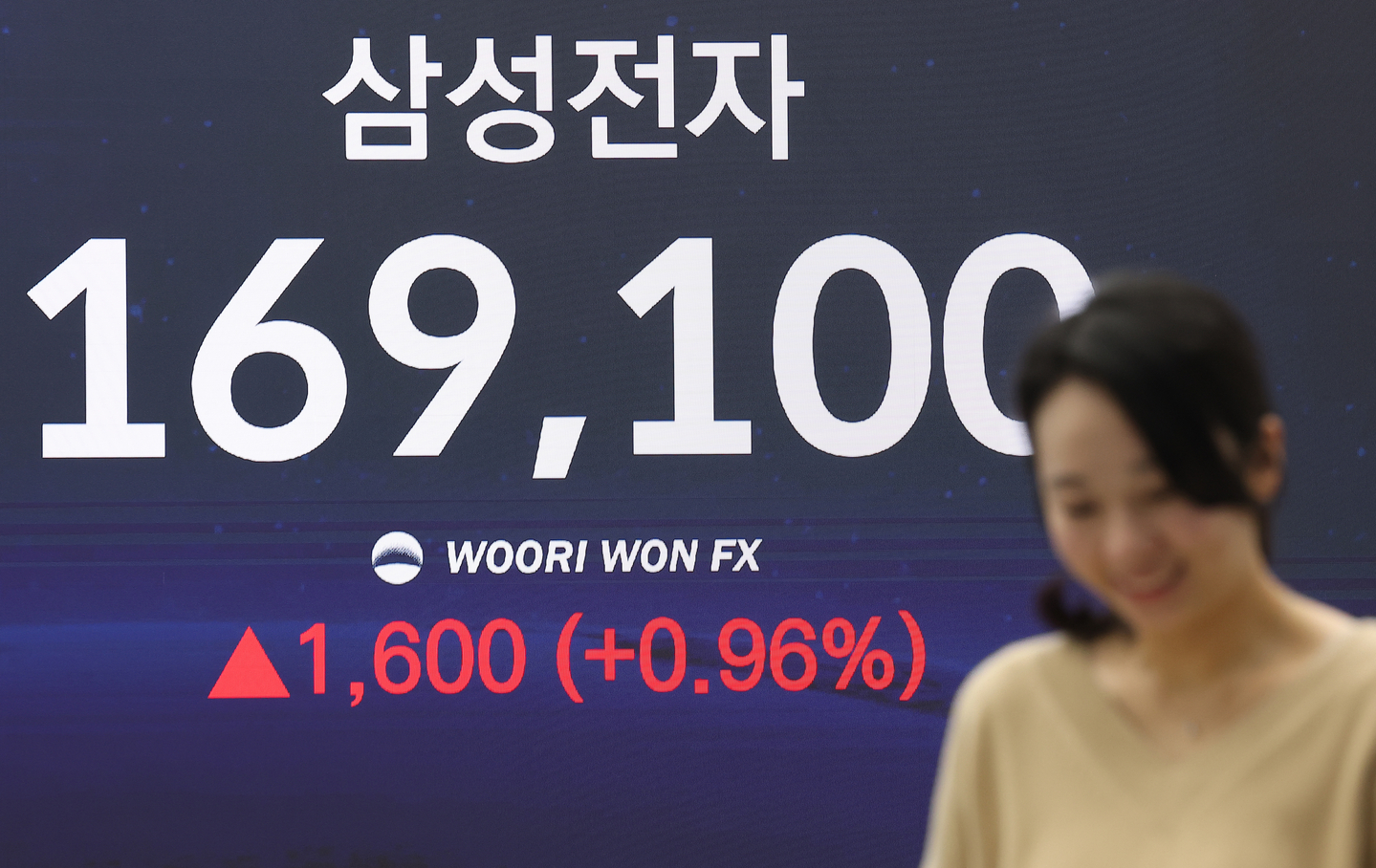 Samsung Electronics' share price is seen displayed on an electronic board inside Woori Bank's trading room in Jung District, central Seoul on Feb. 4. [YONHAP]