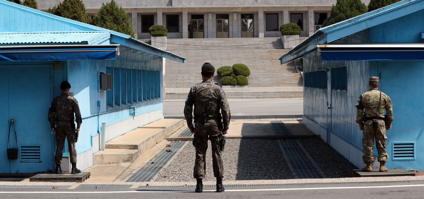 The Joint Security Area inside the border village of Panmunjom is seen on April 18, 2018. [JOONGANG ILBO]