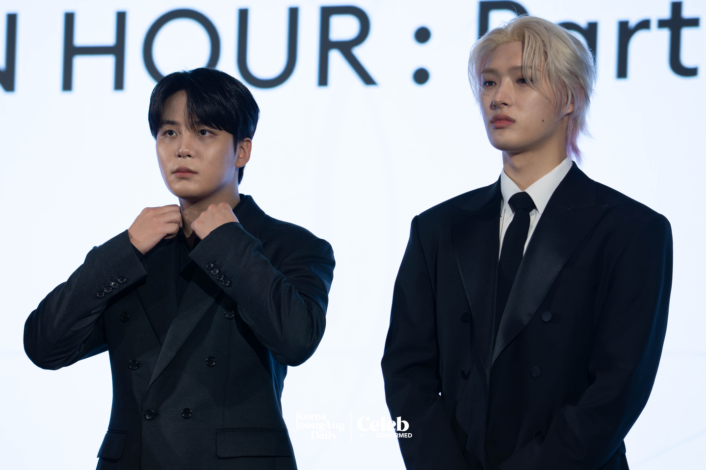 Boy band Ateez answers questions during a press conference for the release of its 13th EP, “Golden Hour: Part.4,” at the Fairmont Ambassador Seoul in western Seoul on Feb. 5. [DANIELA GONZALEZ PEREZ]
